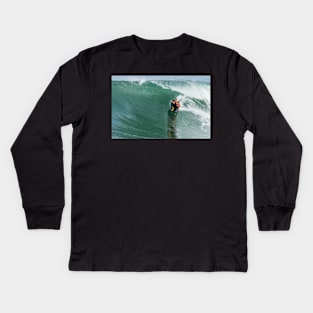 Bodyboarder in action Kids Long Sleeve T-Shirt